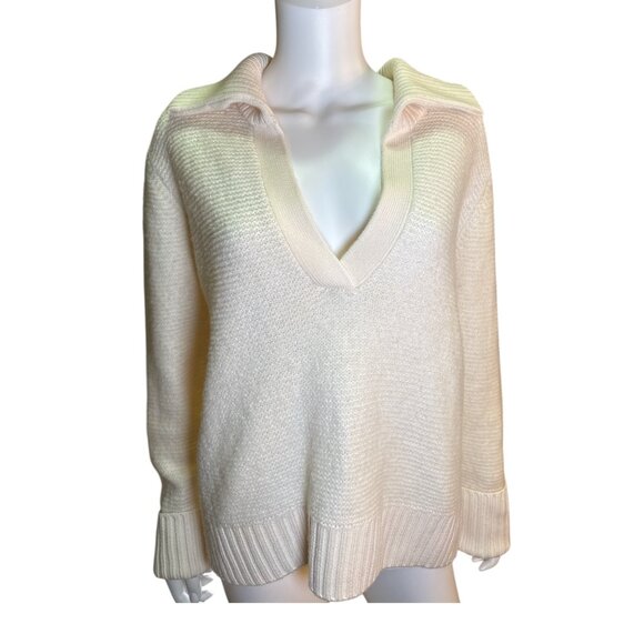 Veronica Beard Ivory Brogan Sweater XL Knit Pullover With Ribbed Collar NWT - Picture 3 of 9